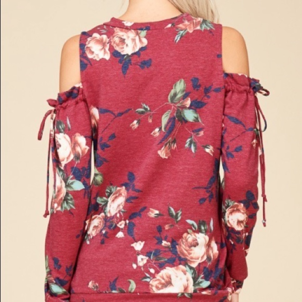 💎Last One💎 Cold Shoulder Floral Print Top - Picture 4 of 4